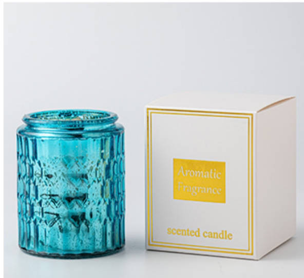 Metallic Crackle Glass Candle 9oz - Lavender Provence