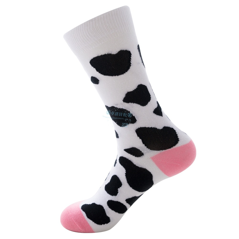 Quality Combed Cotton Socks - Cow Print Design