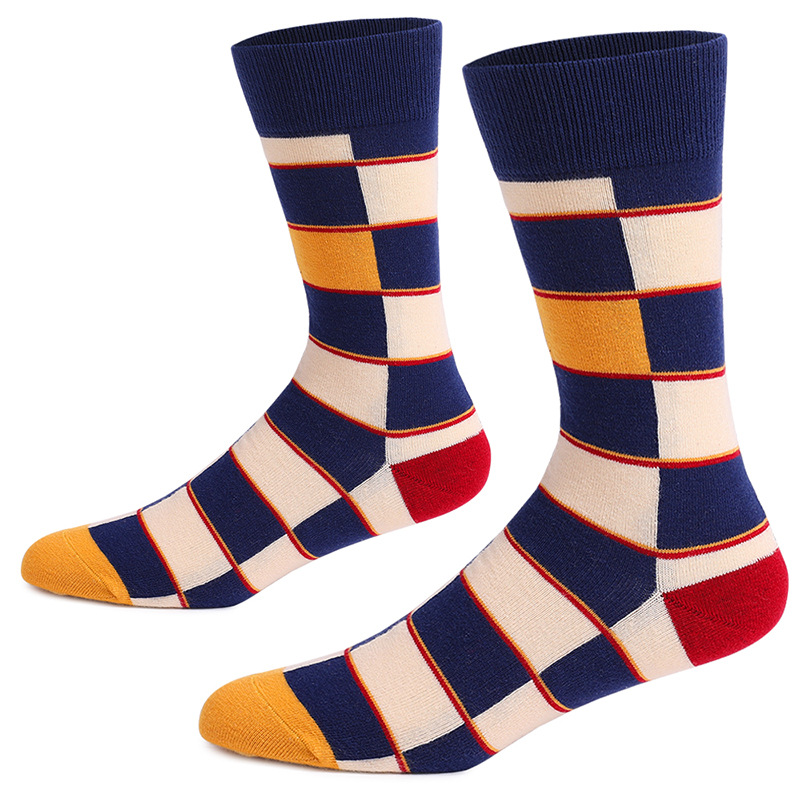 Quality Combed Cotton Socks - Navy Check Design