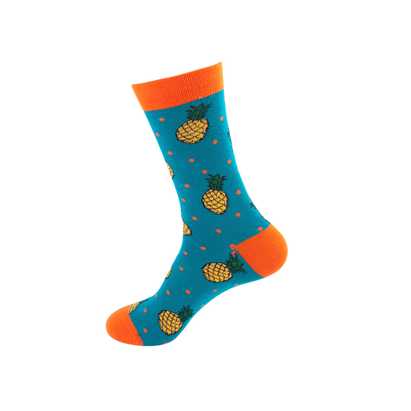 Quality Combed Cotton Socks - Blue Pinapple Design