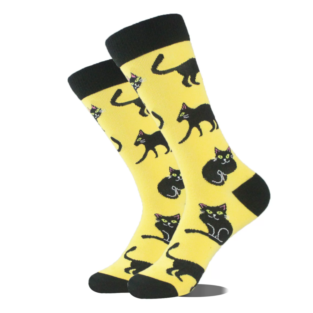 Quality Combed Cotton Socks - Black Cat Design