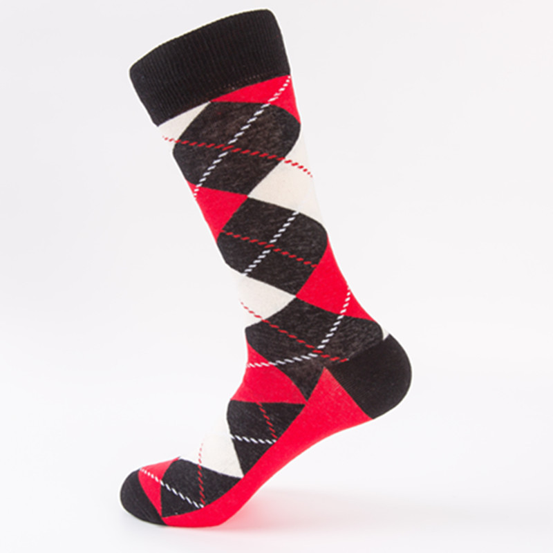 Quality Combed Cotton Socks - Argyle Red Design