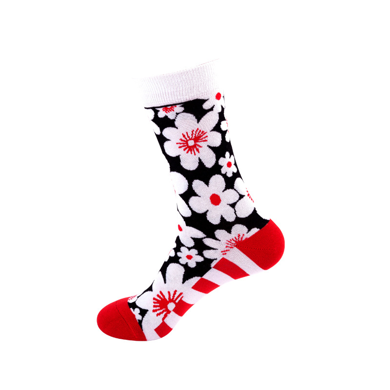 Quality Combed Cotton Socks - White Daisy Design