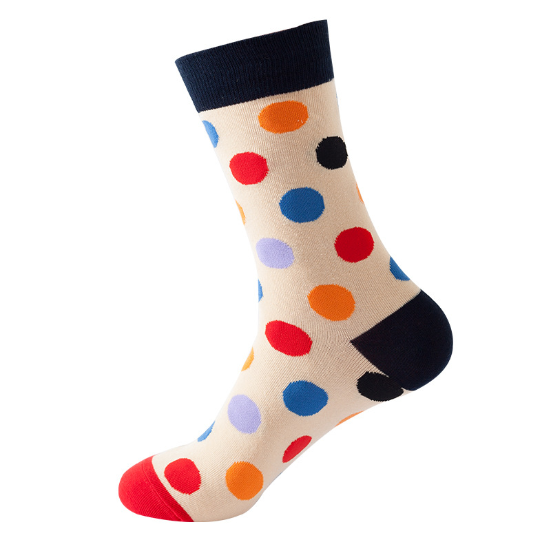 Quality Combed Cotton Socks - Cream Spots Design
