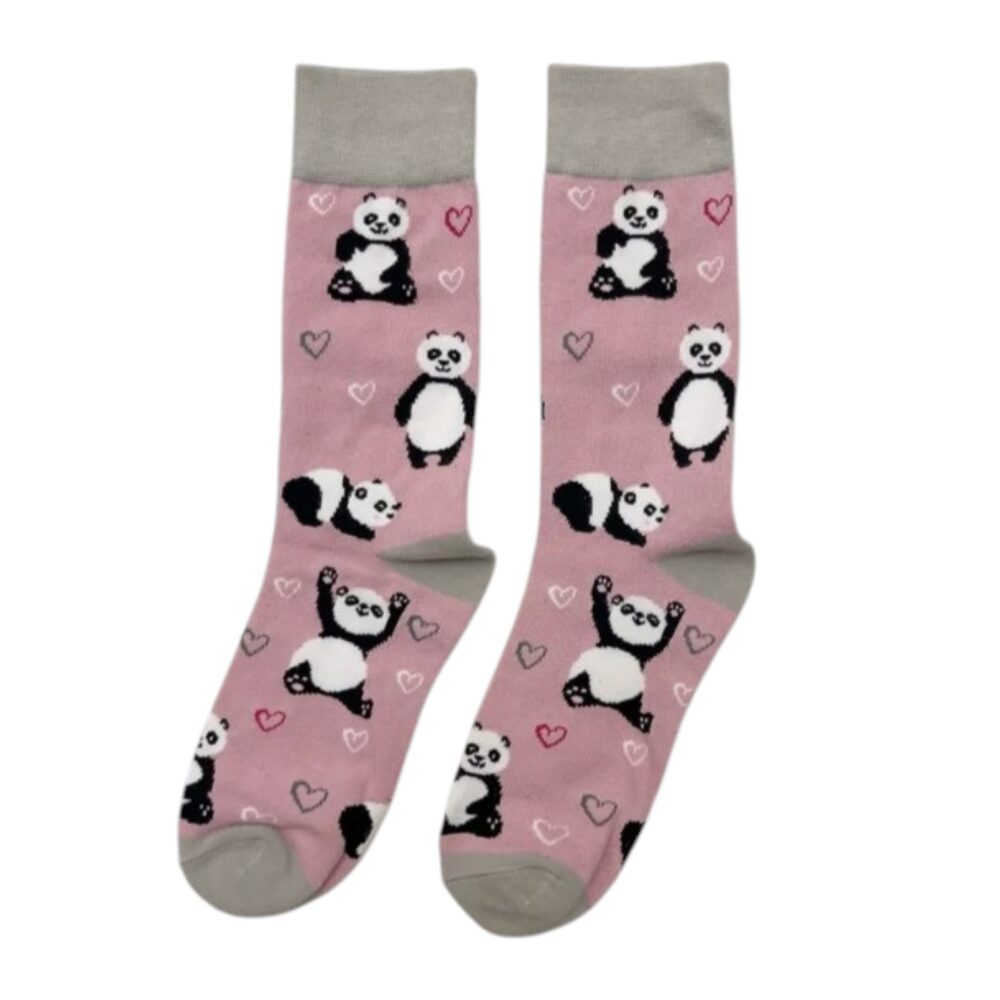 Quality Combed Cotton Socks - Panda Pink Design