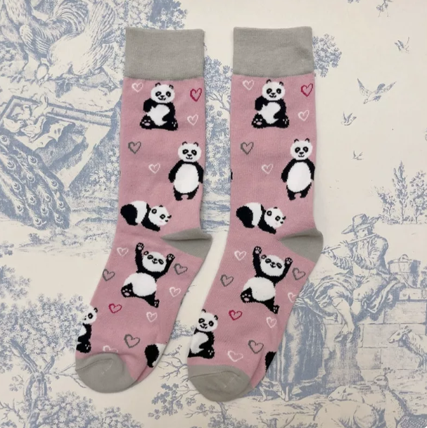Quality Combed Cotton Socks - Panda Pink Design
