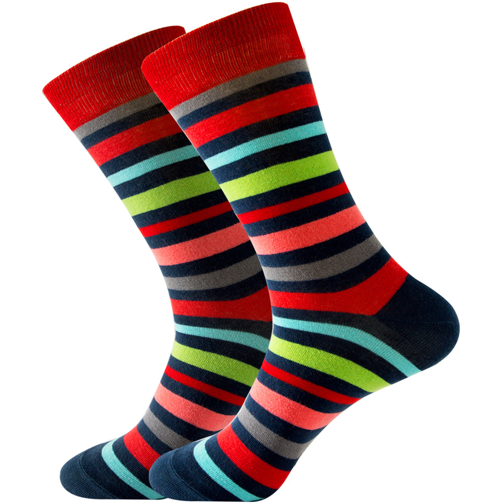 Quality Combed Cotton Socks - Red Stripes Design