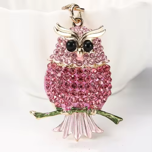 Crystal Pink Owl Keyring/Bag Charm