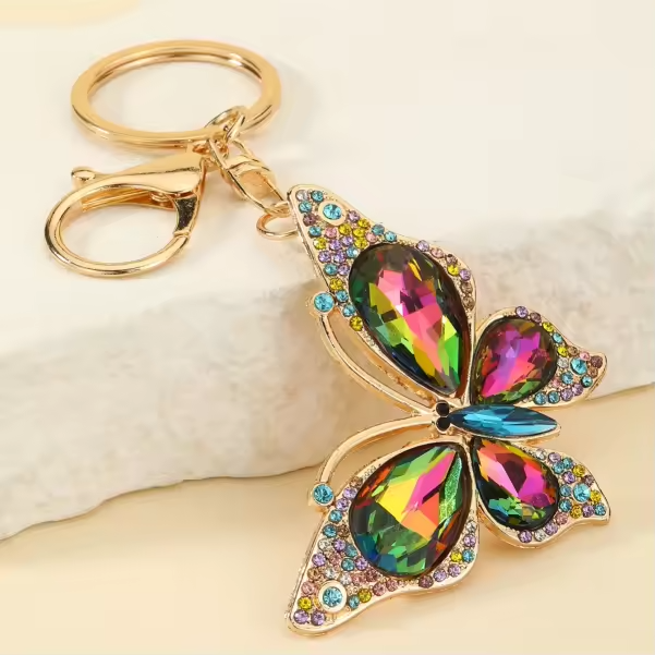 Crystal Multicolour Butterfly Keyring/Bag Charm