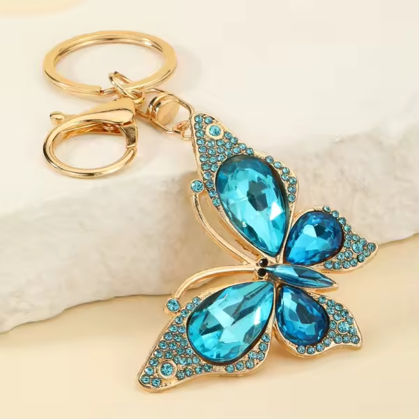 Crystal Blue Butterfly Keyring/Bag Charm