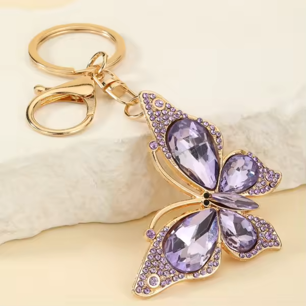 Crystal Purple Butterfly Keyring/Bag Charm