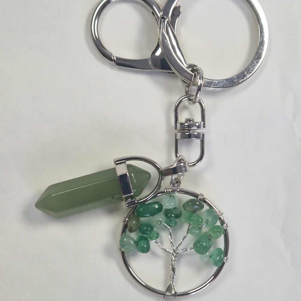 Aventurine Crystal Stone Tree of Life Keyring/Bag Charm