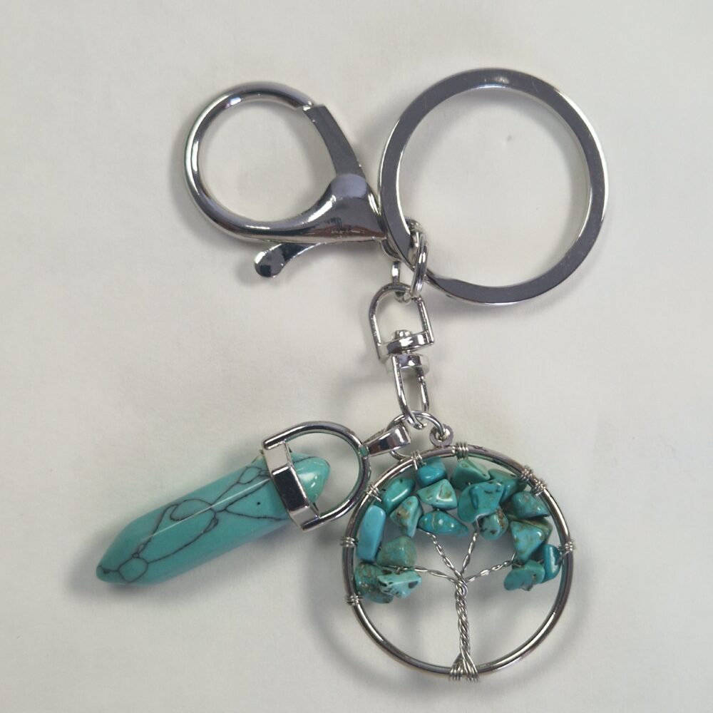 Turquoise Crystal Stone Tree of Life Keyring/Bag Charm