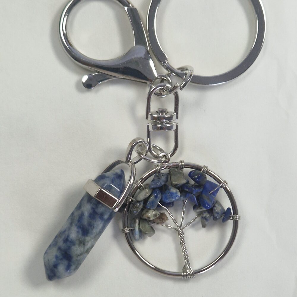 Sodalite Crystal Stone Tree of Life Keyring/Bag Charm