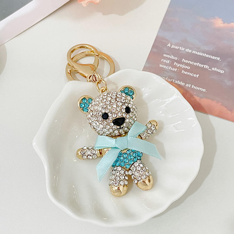 Crystal Blue Teddy Bear Keyring/Bag Charm