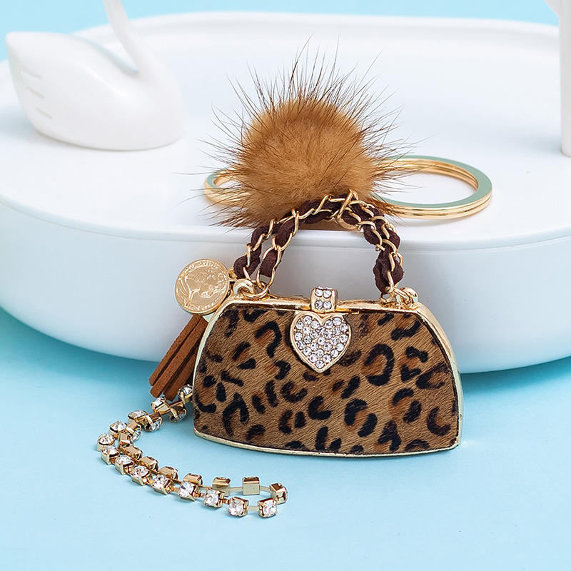 Crystal Leopard Handbag Keyring/Bag Charm