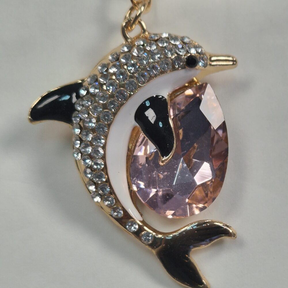 Large Pink Crystal Dolphin Keyring/Bag Charm