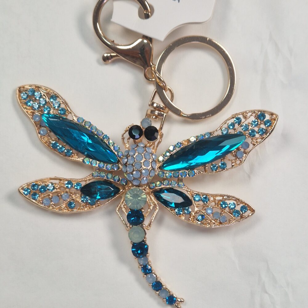 Crystal Turquoise Dragonfly Keyring/Bag Charm