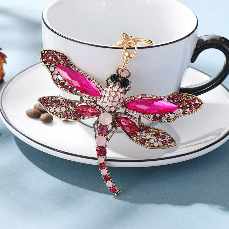 Crystal Pink Dragonfly Keyring/Bag Charm