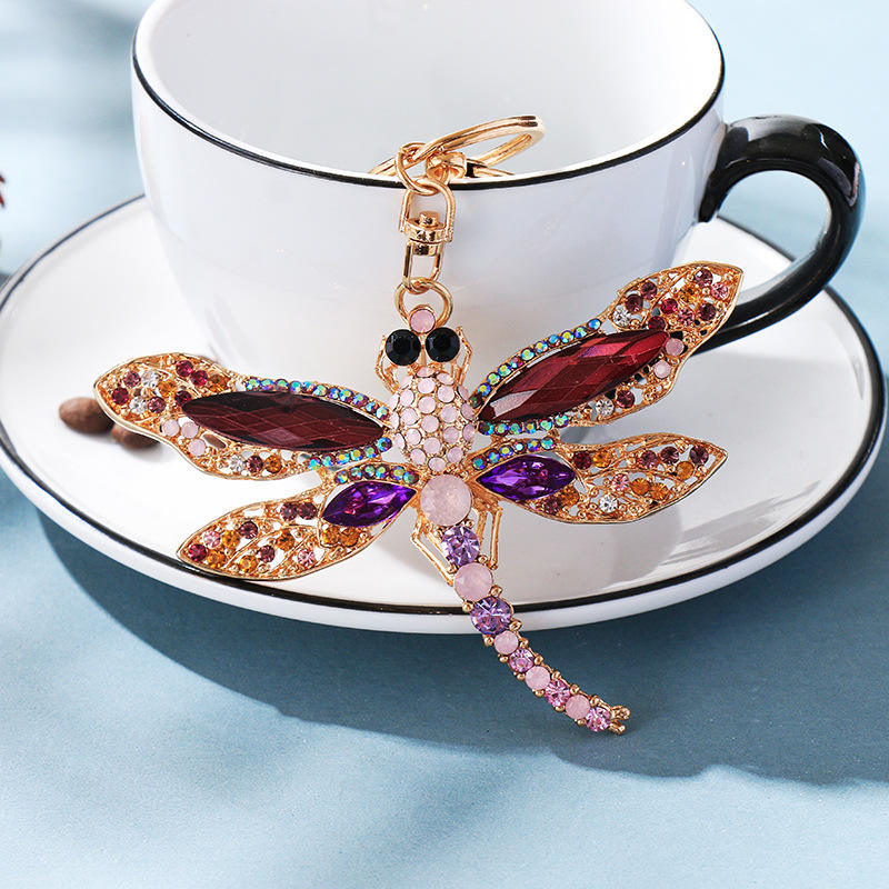 Crystal Multicolour Dragonfly Keyring/Bag Charm