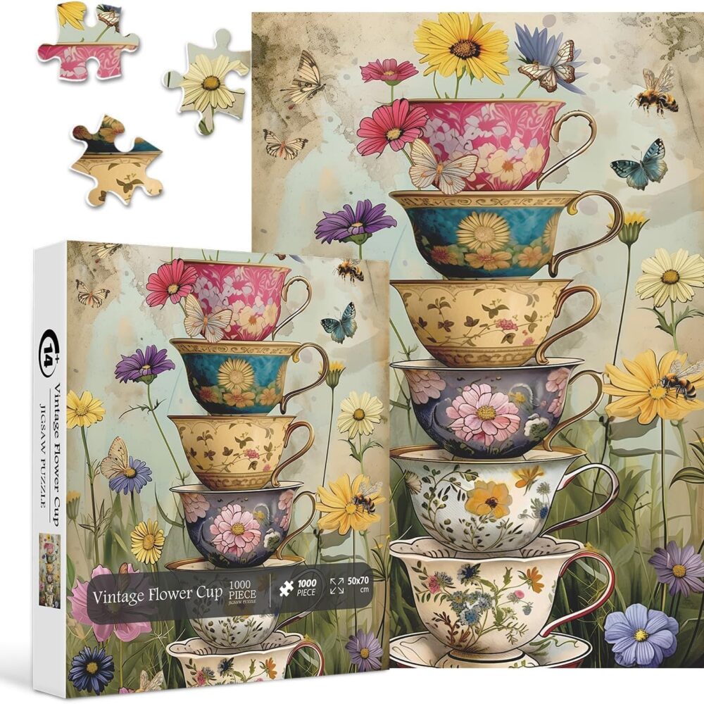 1000pce Quality Jigsaw Puzzle - Teacups Design