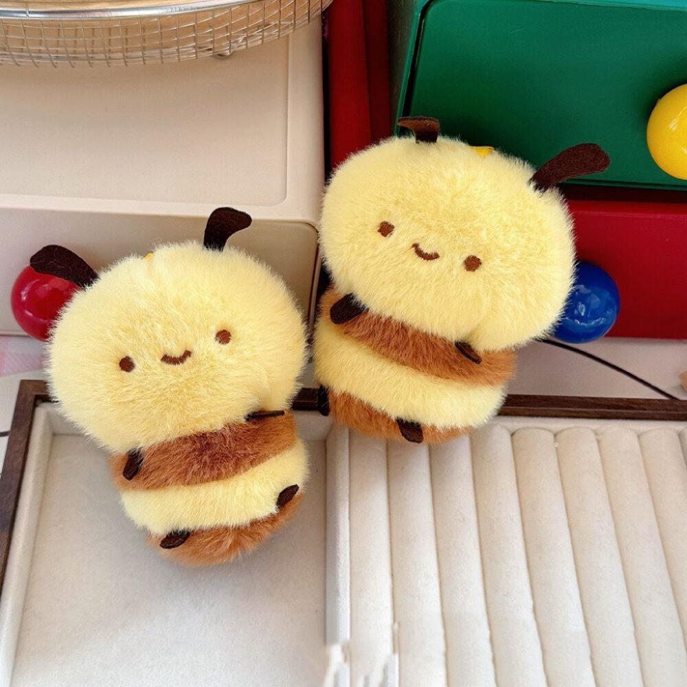 Large Furry Bee Keyring/Bag Charm