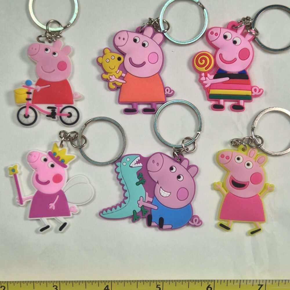 Character Rubber Keyrings - Pack of 6 Pepper Pig Characters