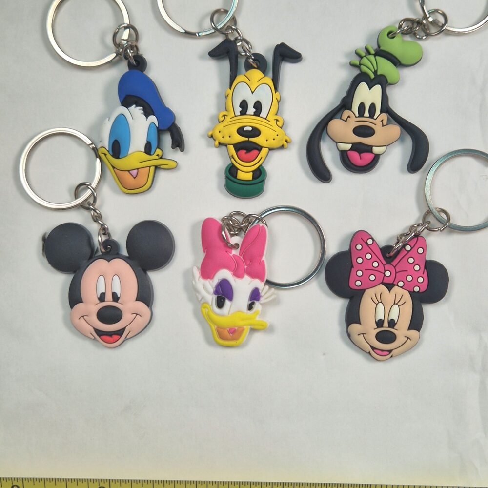 Character Rubber Keyrings - Pack of 6 Disney Characters