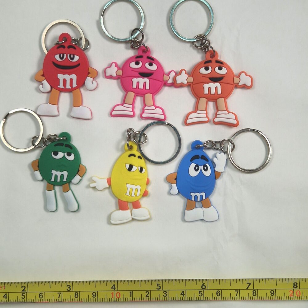 Character Rubber Keyrings - Pack of 6 M & M's Characters